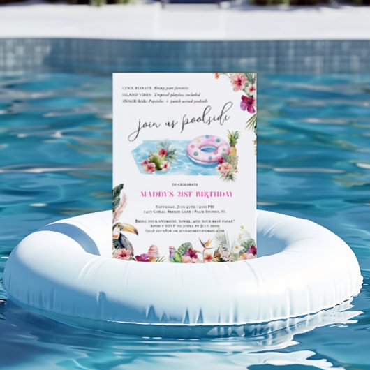 Invitation Été Luau | Piscine tropicale Anniversaire