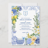 Invitation Eté Méditerranée Bleu Mariage citron (Devant)