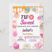 Invitation été mignonne enfant fille deux doux 2e anniversair (Devant)