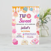 Invitation été mignonne enfant fille deux doux 2e anniversair (Debout devant)