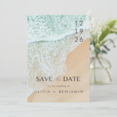Invitation Eté Moderne Ocean Beach Mariage Économisez La Date (Debout devant)