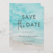Invitation Eté Moderne Ocean Beach Mariage Économisez La Date (Devant / Derrière)