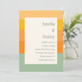 Invitation Été moderne Orange Sage Vert Mariage en bande (Debout devant)