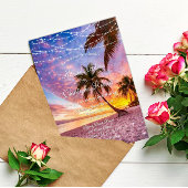 Invitation Eté moderne Sunset String Lights Beach Wedding