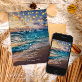 Invitation Eté moderne Sunset String Lights Beach Wedding