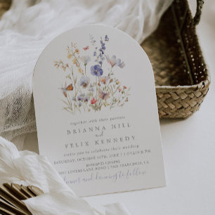 Invitation Été Multicolor Fleur sauvage Mariage artistique