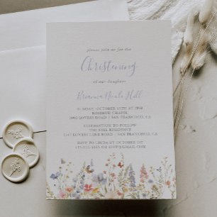 Invitation Été Multicolore Fleur sauvage Christening