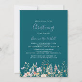 Invitation Été Multicolore Fleur sauvage Vert Christening (Devant)