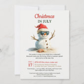 Invitation Été Noël drôle en juillet Lunettes de soleil Snowm (Devant)