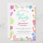 Invitation Été Piscine tropicale pour enfants Fête d'annivers (Devant)