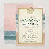 Invitation Été Plage Crème Coquillage rose Coucher de soleil  (Devant / Derrière)