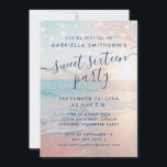 Invitation Été Plage Feux Luminaires doux 16 Anniversaire<br><div class="desc">Un superbe coucher de soleil chic rose et turquoise côté océan bleu aqua avec des lueurs et avec des accents de feuille de palmier rose sur un thème d'été doux invitation 16 anniversaire. Tous les termes peuvent être changés pour travailler pour n'importe quel anniversaire ou célébration d'âge, et il y...</div>