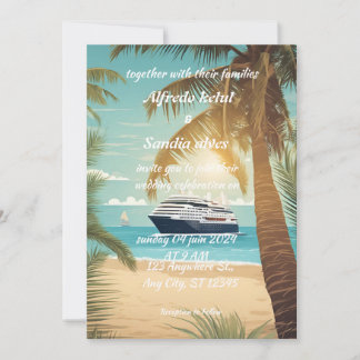 Invitation été plage palmier mariage tropical