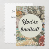 Invitation été plage vintage pieuvre antique voile (Devant / Derrière)