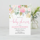 Invitation Été printemps rose or fille baby shower (Debout devant)
