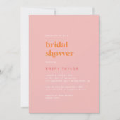 Invitation Été rétro | Fête des mariées rose et orange (Devant)