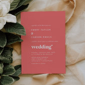 Invitation Été rétro | Mariage rose chaud