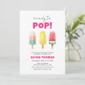 Invitation Été Rose Prêt À Pop Baby shower De Crème De Glace (Debout devant)