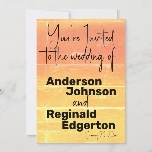 Invitation Été Russe Décontracté Jaune Pêche Mariage (Devant)