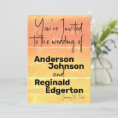 Invitation Été Russe Décontracté Jaune Pêche Mariage (Debout devant)