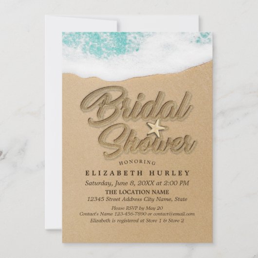 Invitation Eté Sandy Beach Fête des mariées de mariage Starfi (Devant)