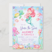 Invitation Été Sirène à cheveux rouges sous la mer Anniversai (Devant)