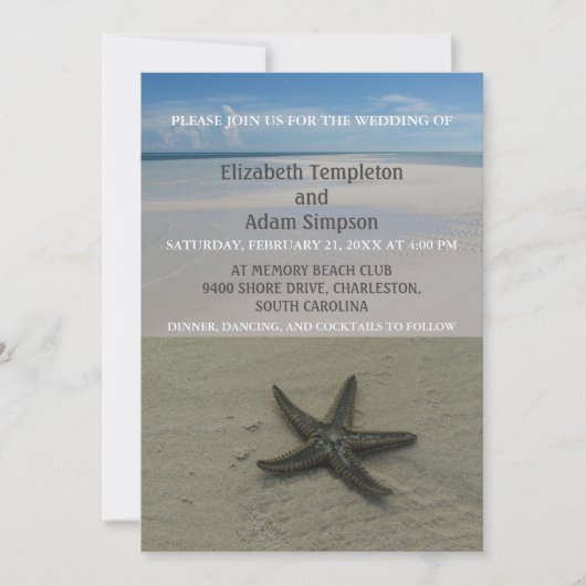 Invitation Été Starfish Beach Destination Mariage (Devant)