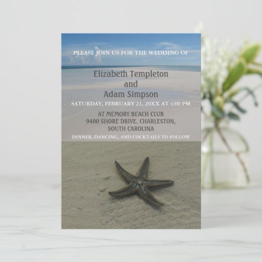 Invitation Été Starfish Beach Destination Mariage (Debout devant)