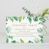 Invitation Été tropical | Aquarelle Feuille ANNIVERSAIRE (Debout devant)