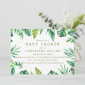 Invitation Été tropical| Baby shower Feuilles d'aquarelle (Debout devant)