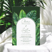 Invitation Été Tropical foncé Vert Mariage Photo
