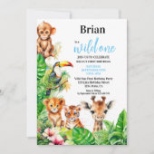 Invitation Été Tropical Jungle Safari Wild Un Anniversaire (Devant)