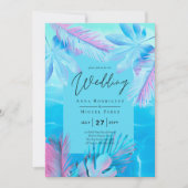 Invitation Eté tropical moderne Aqua Mariage bleu rose (Devant)