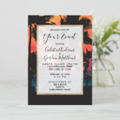 Invitation Été Tropical Pink Orange Palm Trees coucher du sol (Debout devant)