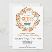 Invitation Été Twin Girls Anniversaire, Oranges 3e Anniversai (Devant)