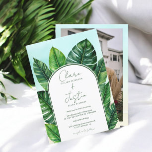 Invitation Été Végétation Tropicale Plage Mariage Photo