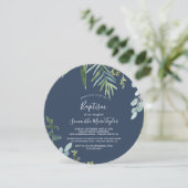 Invitation Été Verdure Marine Baptême ronde (Debout devant)