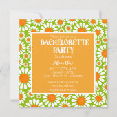 Invitation Été Vert et Orange Retro Daisy Bachelorette (Devant)
