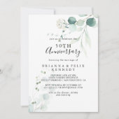 Invitation Été Vert Eucalyptus 50e anniversaire Mariage (Devant)