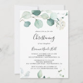 Invitation Été Vert Eucalyptus Foliing Christening (Devant)