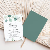 Invitation Été Vert Eucalyptus Foliing Christening