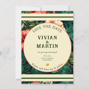 Invitation Été Vert Tropical Floral Enregistrer La Date