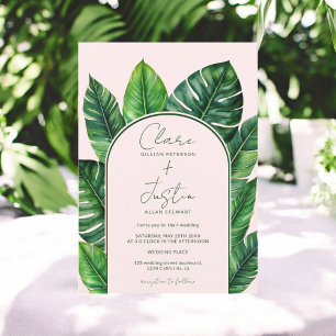 Invitation Été Vert tropical Mariage rose Photo