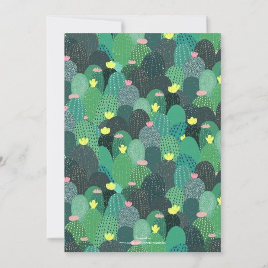 Invitation Été Vert Turquoise Cactus Gold points Design migno (Dos)