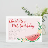 Invitation Eté Watermelon Anniversaire Pool Party (Debout devant)