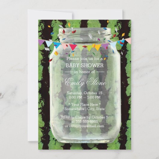 Invitation Eté Watermelon Baby shower Mason Jar (Devant)
