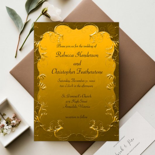 Invitation Eternal Elegance Golden Vintage Wedding