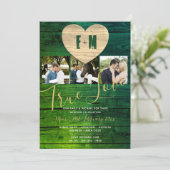 Invitation Eternal Heart Rustic Photo Collage Mariage Invite (Debout devant)