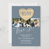 Invitation Eternal Heart Steel Blue Photo Collage Mariage (Devant)