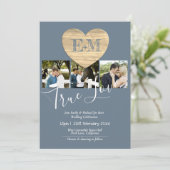 Invitation Eternal Heart Steel Blue Photo Collage Mariage (Debout devant)